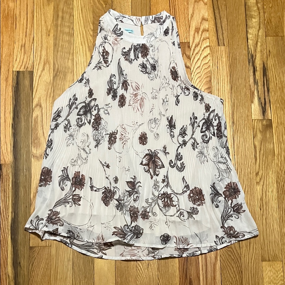 Maurices Floral Print Blouse - Cream and Brown
